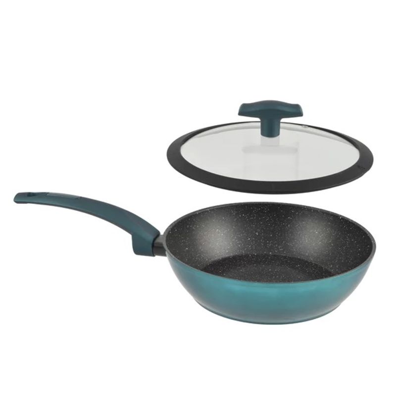 Casa si Gradina - Bucatarie si vesela - Vase pentru gatit - Oale si cratite - Wok din Aluminiu cu Strat Antiderapant si Capac de Sticla Sea Line pentru Inductie 28 cm - Infinity.ro