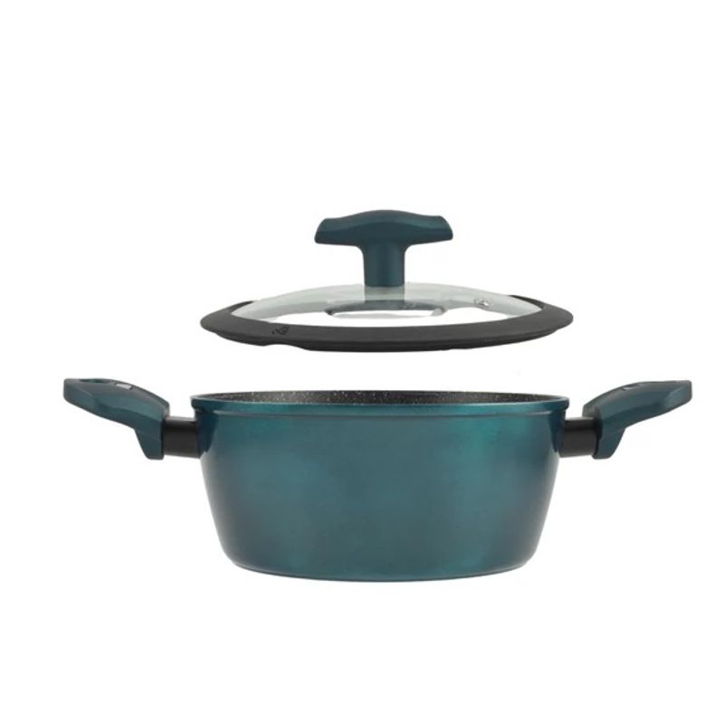 Casa si Gradina - Bucatarie si vesela - Vase pentru gatit - Oale si cratite - Cratita din Aluminiu cu Strat Antiderapant si Capac de Sticla Sea Line  20 cm, 3,2 L - Infinity.ro