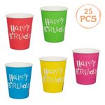 Casa si Gradina - Bucatarie si vesela - Cani si pahare - Pahare - Pahar party, happy birthday, set 25 buc, multicolor, capacitate 240ml - Infinity.ro