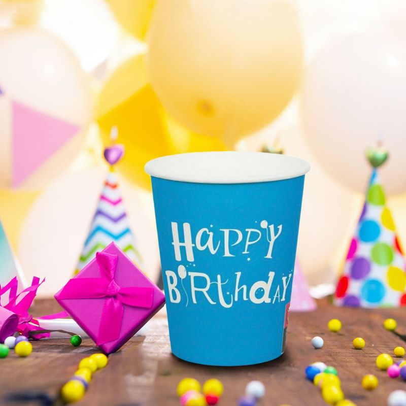 Casa si Gradina - Bucatarie si vesela - Cani si pahare - Pahare - Pahar party, happy birthday, set 25 buc, multicolor, capacitate 240ml - Infinity.ro