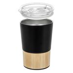 Casa si Gradina - Bucatarie si vesela - Cani si pahare - Pahare - Pahar termos, negru, inox, detaliu bambus, capac transparent, capacitate 400ml - Infinity.ro