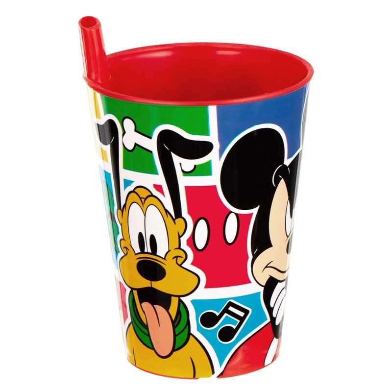 Casa si Gradina - Bucatarie si vesela - Cani si pahare - Pahare - Pahar plastic disney, multicolor, capacitate 260ml, mickey si prietenii, pai incorporat - Infinity.ro