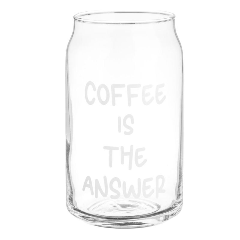 Casa si Gradina - Bucatarie si vesela - Cani si pahare - Pahare - Pahar sticla, 500ml, mesaj "coffee is the answer" - Infinity.ro