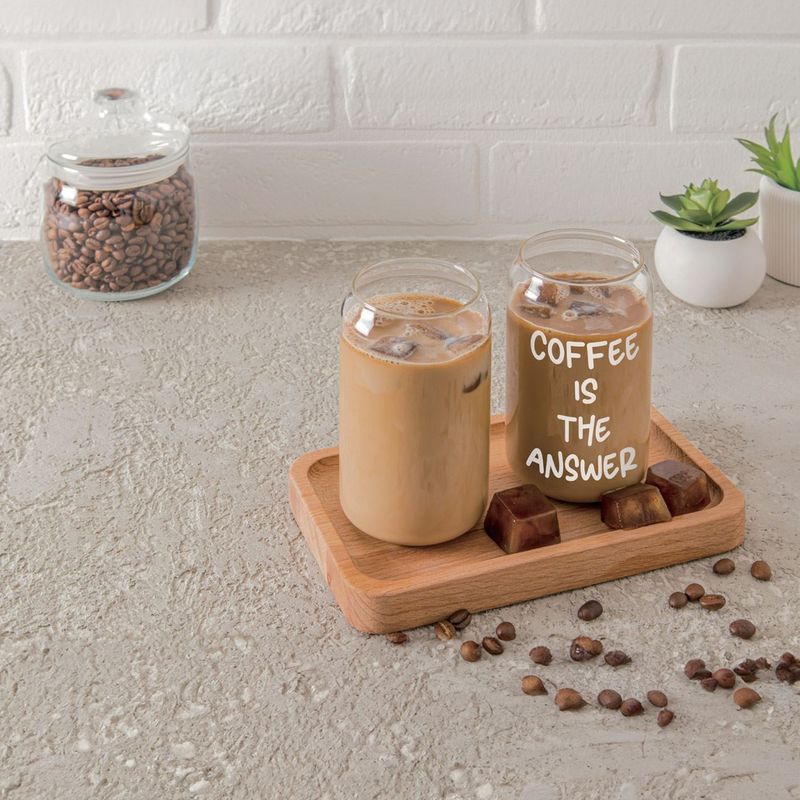 Casa si Gradina - Bucatarie si vesela - Cani si pahare - Pahare - Pahar sticla, 500ml, mesaj "coffee is the answer" - Infinity.ro