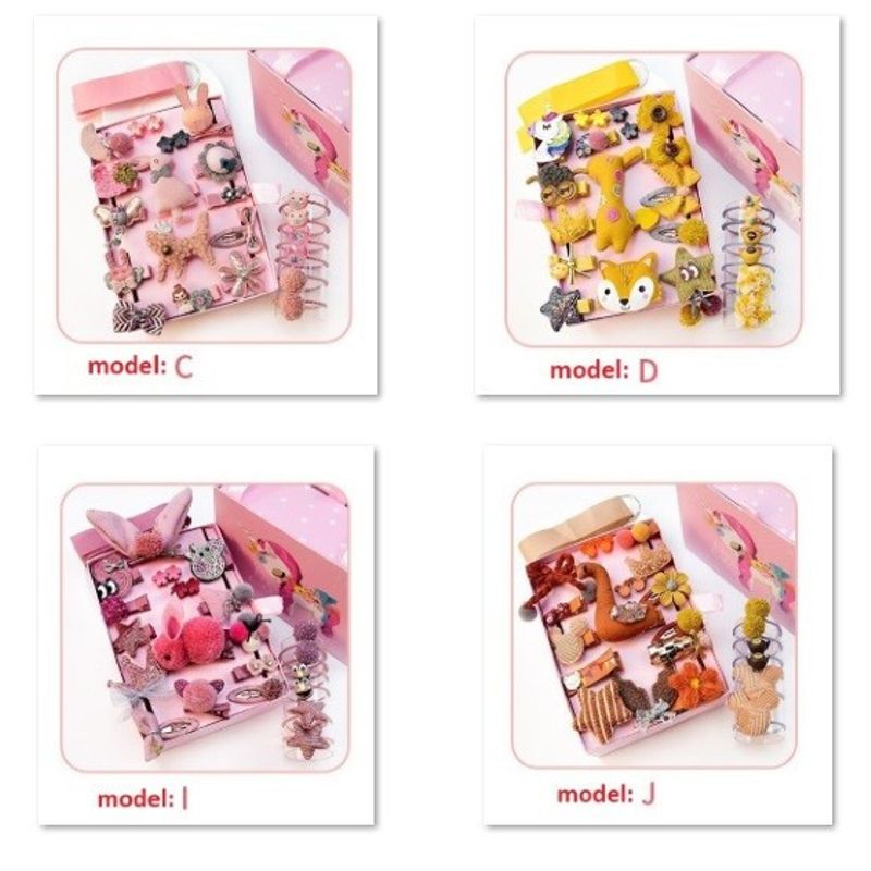 Fashion, accesorii si bijuterii - Copii - Accesorii copii - Accesorii pentru par copii - Set de 24 de accesorii pentru par Drool (Model: I) - Infinity.ro