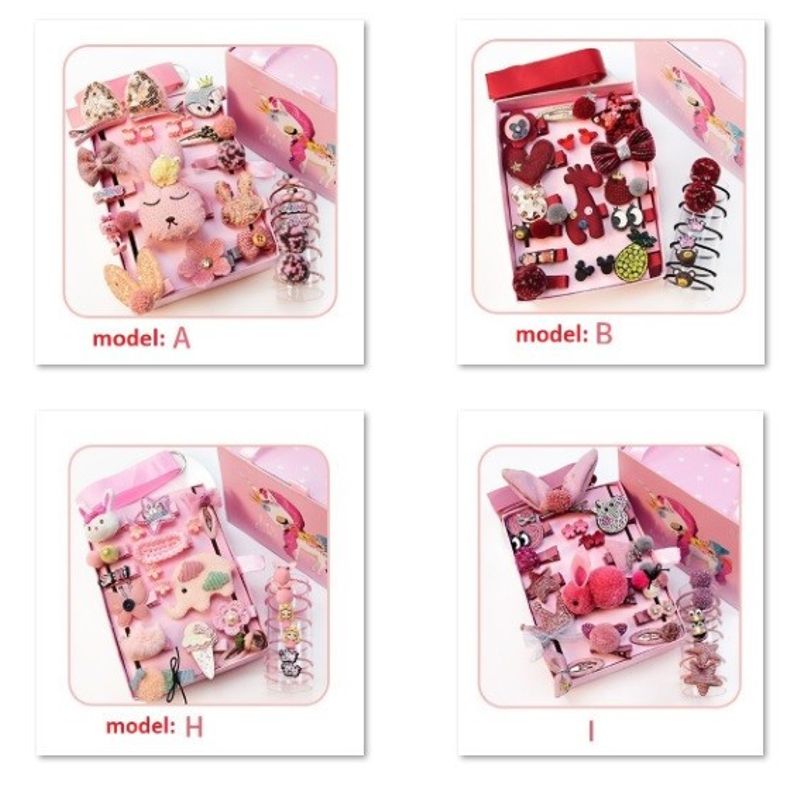 Fashion, accesorii si bijuterii - Copii - Accesorii copii - Accesorii pentru par copii - Set de 24 de accesorii pentru par Drool (Model: I) - Infinity.ro