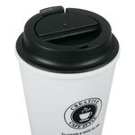 Casa si Gradina - Bucatarie si vesela - Cani si pahare - Pahare - Pahar plastic creative cafe style, capacitate 300 ml, alb negru, capac cu filet - Infinity.ro