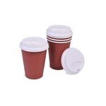 Casa si Gradina - Bucatarie si vesela - Cani si pahare - Pahare - Pahar carton, set 10 bucati, capacitate 380ml, capace plastic - Infinity.ro