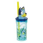 Casa si Gradina - Bucatarie si vesela - Cani si pahare - Pahare - Pahar cu pai, bluey 3d, capacitate 360ml, albastru translucid, plastic - Infinity.ro