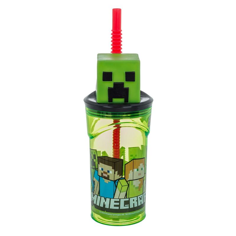 Casa si Gradina - Bucatarie si vesela - Cani si pahare - Pahare - Pahar plastic, minecraft, 3d, transparent verde, capacitate 0.36 l, baieti - Infinity.ro