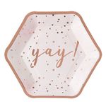 Casa si Gradina - Decoratiuni - Decoratiuni petrecere - Vesela pentru petrecere - Farfurii carton, hexagonale, roz auriu, 23cm, set 6 bucati - Infinity.ro