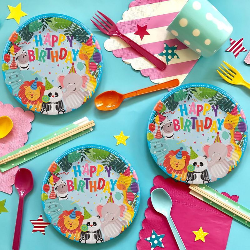 Casa si Gradina - Decoratiuni - Decoratiuni petrecere - Vesela pentru petrecere - Set farfurii carton animale, 23cm, multicolor, 6 bucati - Infinity.ro