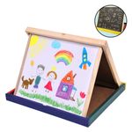 Jucarii, Copii si Bebe - Jucarii si jocuri - Jucarii & jocuri educative - Jucarii interactive - Tabla dubla pliabila, multicolor, dimensiuni 40x 40 cm, cadrul din lemn - Infinity.ro
