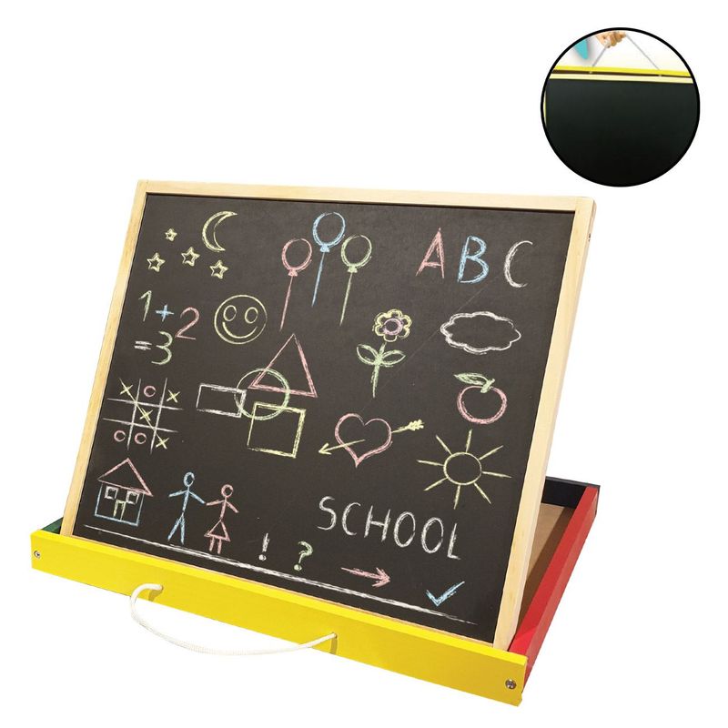 Jucarii, Copii si Bebe - Jucarii si jocuri - Jucarii & jocuri educative - Jucarii interactive - Tabla dubla pliabila, multicolor, dimensiuni 40x 40 cm, cadrul din lemn - Infinity.ro