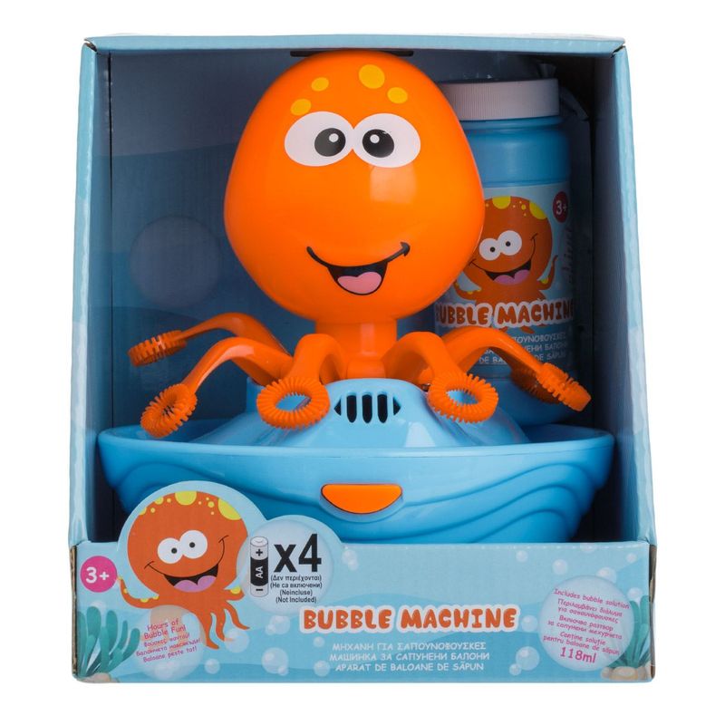 Jucarii, Copii si Bebe - Jucarii si jocuri - Jucarii & jocuri educative - Jucarii interactive - Aparat baloane de sapun, model caracatita, capacitate 118 ml, culoare portocaliu si turcoaz - Infinity.ro