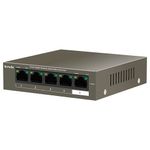 PC, gaming si accesorii - Retelistica - Switch-uri - Switch-uri cu management - Switch 4 porturi Gigabit PoE, fara management, 1 port Uplink Gigabit, Tenda TEG1105P-4-63W - Infinity.ro