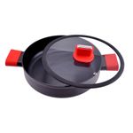 Casa si Gradina - Bucatarie si vesela - Vase pentru gatit - Oale si cratite - Cratita joasa cu pereti grosi din aluminiu antiaderent cu inductie si capac de sticla 28cm 4.5L Straight Line - Infinity.ro