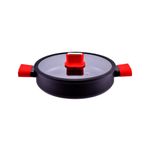 Casa si Gradina - Bucatarie si vesela - Vase pentru gatit - Oale si cratite - Cratita joasa cu pereti grosi din aluminiu antiaderent cu inductie si capac de sticla 28cm 4.5L Straight Line - Infinity.ro