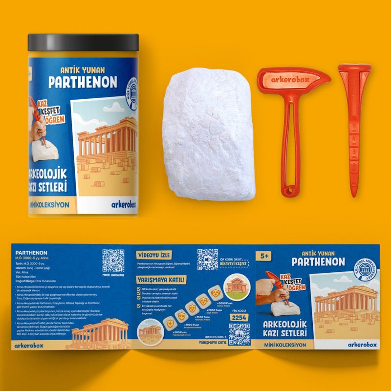 Jucarii, Copii si Bebe - Jucarii si jocuri - Jucarii & jocuri educative - Jocuri si jucarii educative - Arkerobox - Mini set arheologic educational si puzzle 3D, Grecia antica, Parthenon - Infinity.ro