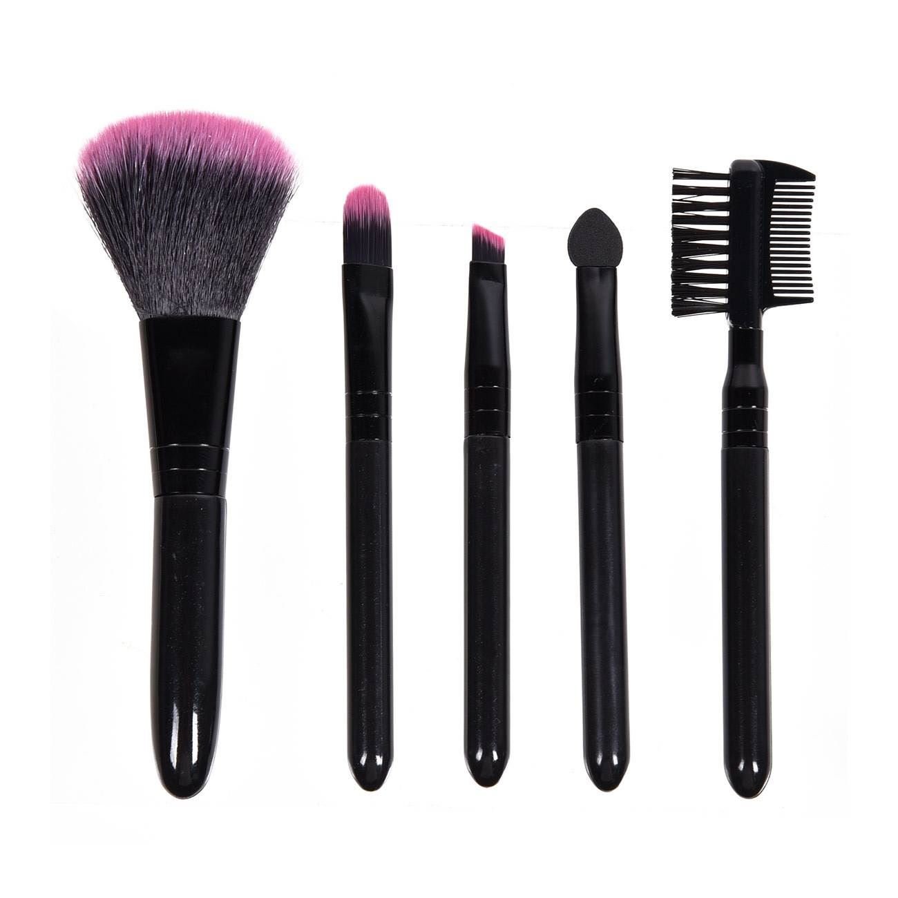 Set pensule machiaj, 5 bucati, negru, lungime 9.5-11.54 cm