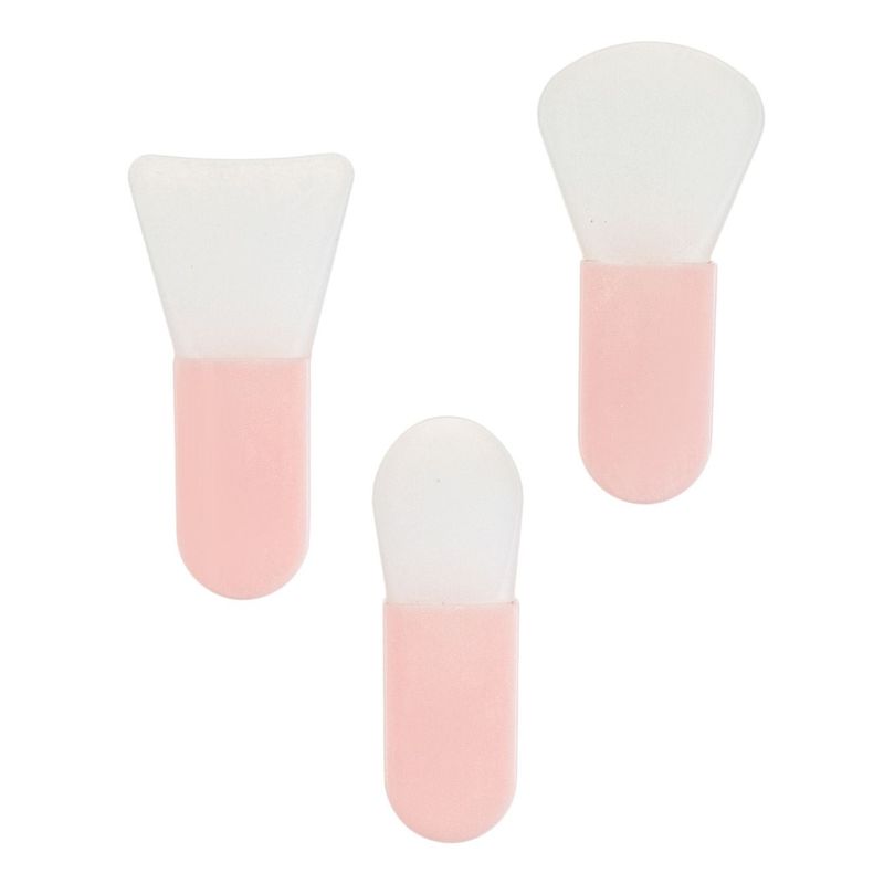 Ingrijire personala si Cosmetice - Machiaj - Aplicatoare si pensule machiaj - Set spatule silicon jb beauty, aplicare masca fata, roz-alb, 6 cm, 3 bucati - Infinity.ro