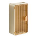Ingrijire personala si Cosmetice - Machiaj - Portfarduri si genti cosmetice - Organizator cosmetice, flippy, montare pe perete fara perforare, 36.5x10.9x20 cm, din pp si abs, bej, usa transparenta - Infinity.ro