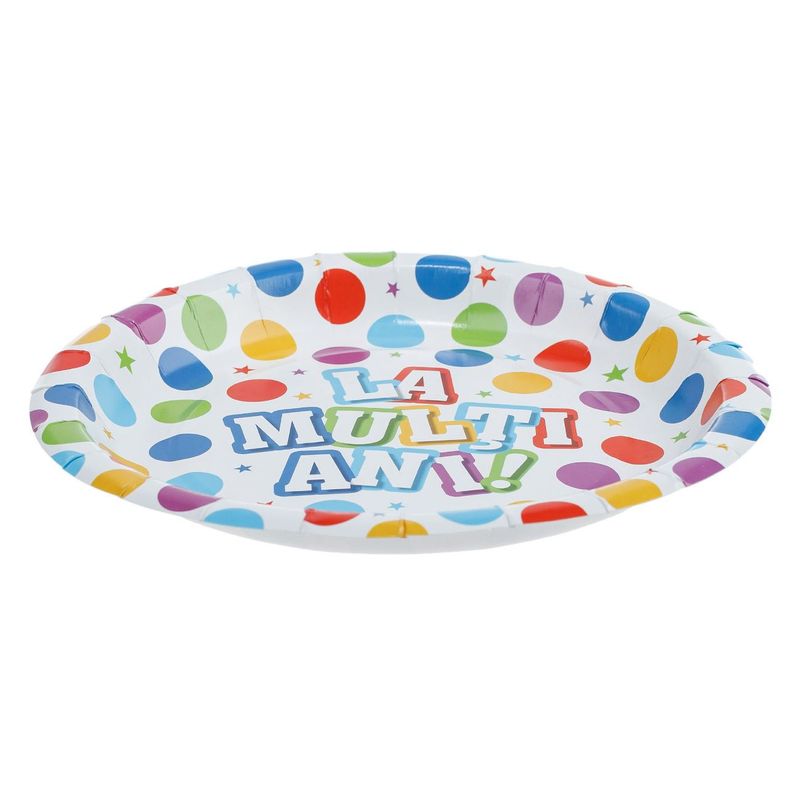 Casa si Gradina - Decoratiuni - Decoratiuni petrecere - Vesela pentru petrecere - Set farfurii carton, 10 bucati, multicolor, diametru 23cm, imprimeu "la multi ani" - Infinity.ro