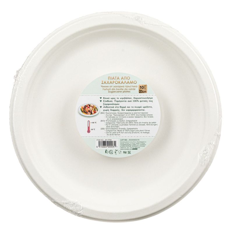 Casa si Gradina - Decoratiuni - Decoratiuni petrecere - Vesela pentru petrecere - Farfurii compostabile, 23cm, set 10 bucati, material trestie de zahar, alb - Infinity.ro