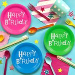 Casa si Gradina - Decoratiuni - Decoratiuni petrecere - Vesela pentru petrecere - Farfurii carton party, multicolor, 23cm, set 25 bucati, happy birthday - Infinity.ro