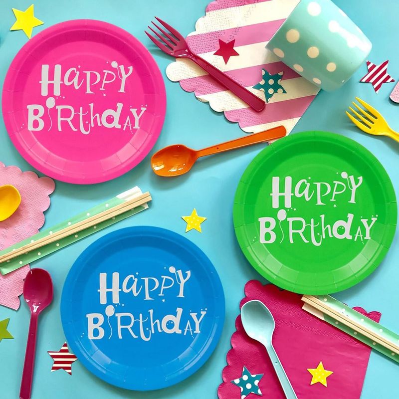 Casa si Gradina - Decoratiuni - Decoratiuni petrecere - Vesela pentru petrecere - Farfurii carton party, multicolor, 23cm, set 25 bucati, happy birthday - Infinity.ro