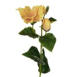 Casa si Gradina - Decoratiuni - Obiecte decorative - Plante artificiale - Floare artificiala hibiscus, tulpina lunga, culoare galben, material plastic, 60cm - Infinity.ro