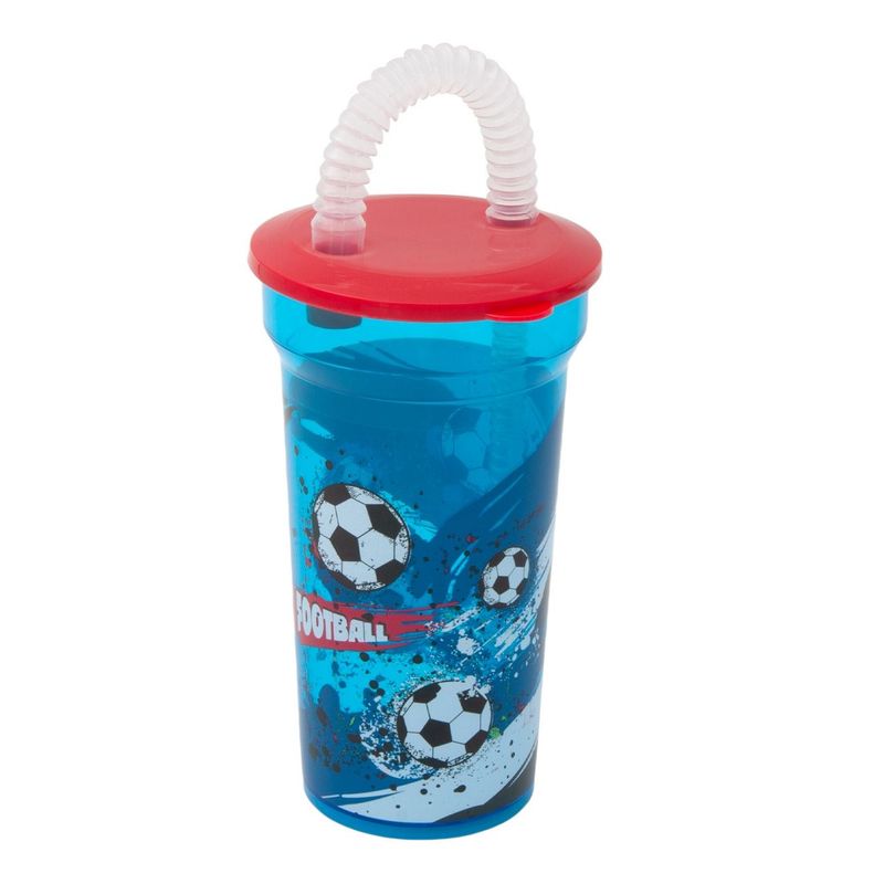 Casa si Gradina - Bucatarie si vesela - Cani si pahare - Pahare - Pahar plastic, model football, pai transparent, capacitate 400ml, bleu - Infinity.ro