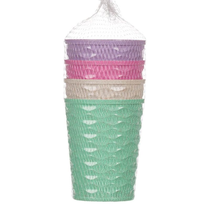 Casa si Gradina - Bucatarie si vesela - Cani si pahare - Pahare - Set pahare plastic ondulat, multicolor, capacitate 475ml, 4 bucati - Infinity.ro