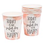 Casa si Gradina - Bucatarie si vesela - Cani si pahare - Pahare - Pahar carton, model mesaj, capacitate 240ml, set 15 bucati - Infinity.ro