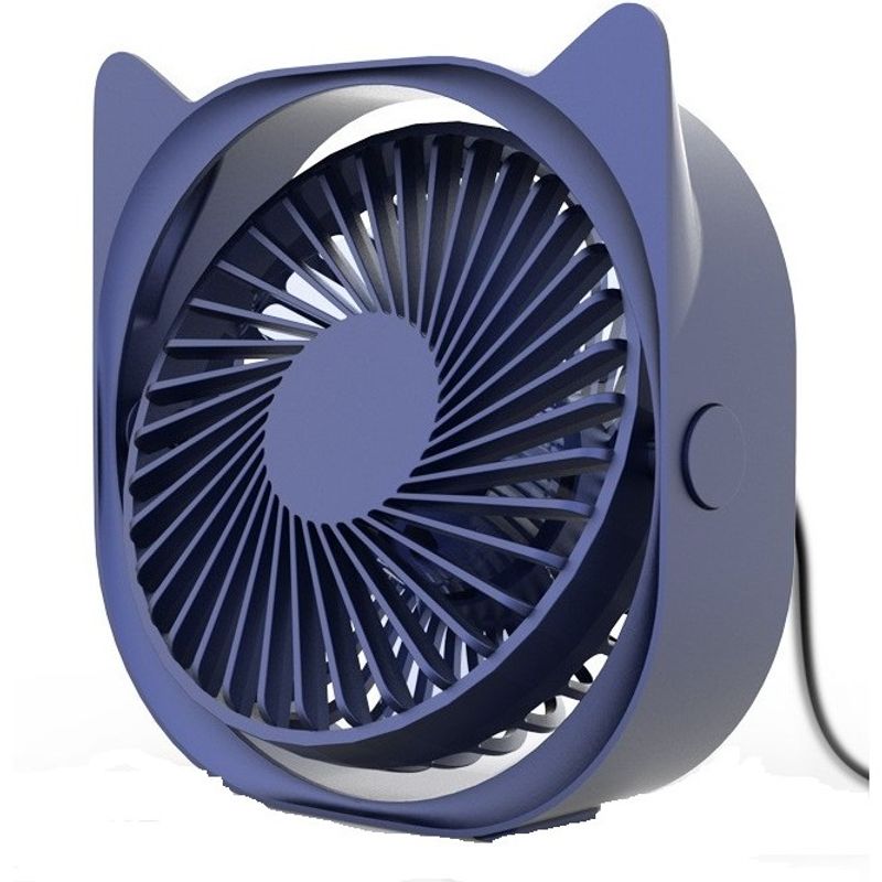 Electronice si Electrocasnice - Climatizare si sisteme de incalzire - Aparate racire aer - Ventilatoare - Mini ventilator pentru birou cu usb, flippy, rotire 360 grade, 3 viteze, 13.5 x 12,8 cm, albastru - Infinity.ro