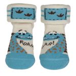 Fashion, accesorii si bijuterii/Copii/Lenjerie si pijamale copii/Sosete si dresuri copii - Sosete bebelusi, marelbo, dinozauri, ecru albastru, 0-6 luni - Infinity.ro