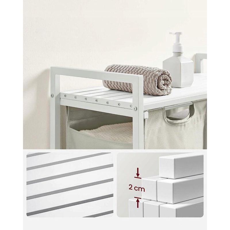 Market - Spalare si intretinere rufe - Uscatoare de rufe si accesorii - Dulap baie, Artool, placa raft MDF, cadru otel, 2 compartimente rufe, alb, 73x33x72 cm - Infinity.ro