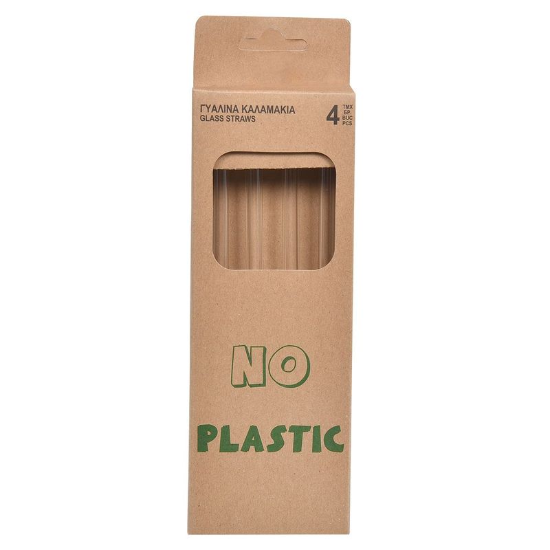 Casa si Gradina - Bucatarie si vesela - Accesorii bar - Paie si decoratiuni cocktail - Paie sticla, set 4 bucati, transparent, reutilizabile - Infinity.ro