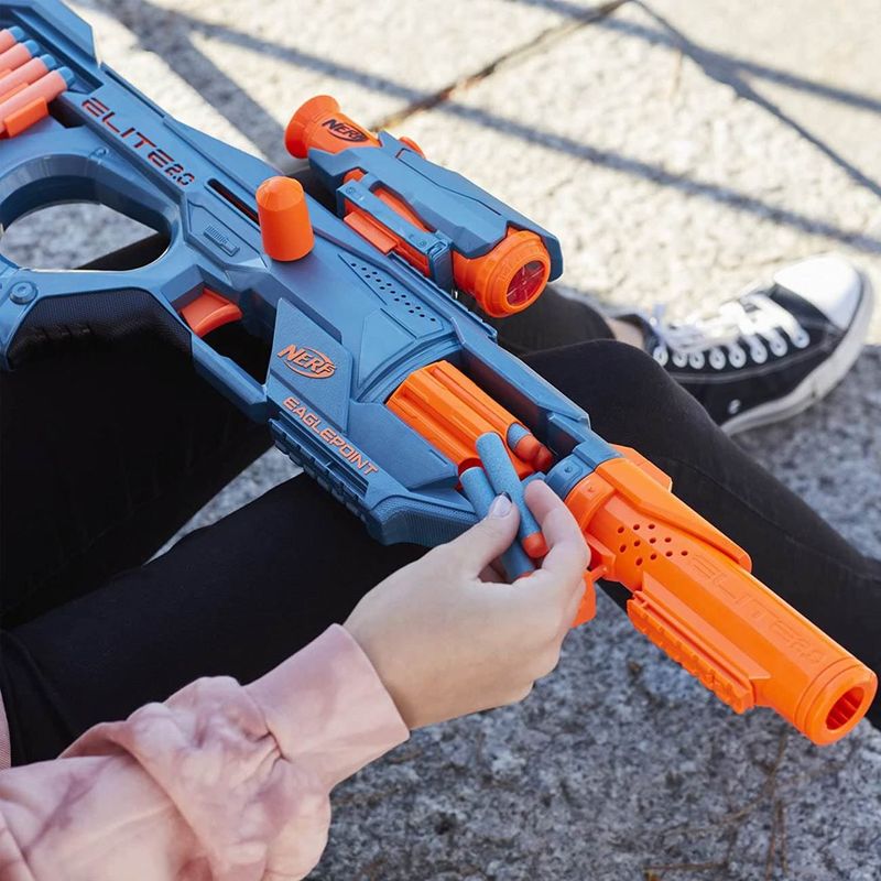 Jucarii, Copii si Bebe - Jucarii si jocuri - Jucarii de rol - Arme de jucarie - Blaster nerf, hasbro, elite 2.0 eaglepoint rd-8, vizor si butoi detasabil, multicolor, 16 sageti - Infinity.ro