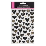 Carti si Birotica - Papetarie - Hartie si topuri - Autocolant - Autocolante decorative hearts, 58 bucati, negru cu detalii auriu, textura piele artificiala - Infinity.ro