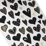 Carti si Birotica - Papetarie - Hartie si topuri - Autocolant - Autocolante decorative hearts, 58 bucati, negru cu detalii auriu, textura piele artificiala - Infinity.ro