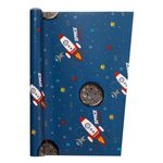 Carti si Birotica/Papetarie/Hartie si topuri/Autocolant - Autocolant rola space explorers, model spatiu, material pvc, dimensiuni 150x 45 cm, albastru - Infinity.ro