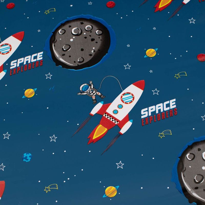 Carti si Birotica/Papetarie/Hartie si topuri/Autocolant - Autocolant rola space explorers, model spatiu, material pvc, dimensiuni 150x 45 cm, albastru - Infinity.ro
