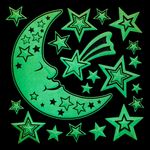 Carti si Birotica/Papetarie/Hartie si topuri/Autocolant - Autocolante decorative de perete glow in the dark, stele si semiluna, multicolor, set 30 bucati - Infinity.ro