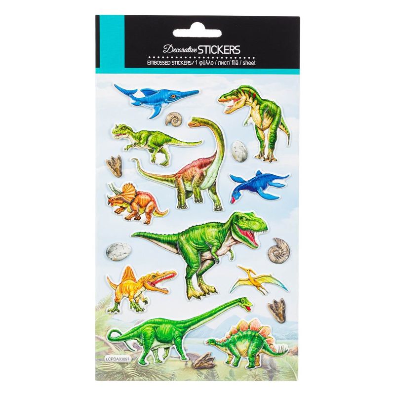 Carti si Birotica - Papetarie - Hartie si topuri - Autocolant - Autocolante decorative, dinozauri, modele preistorice, set 2 buc, multicolor - Infinity.ro