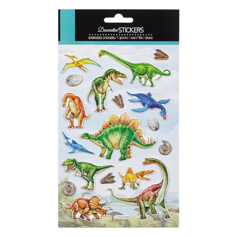 Carti si Birotica - Papetarie - Hartie si topuri - Autocolant - Autocolante decorative, dinozauri, modele preistorice, set 2 buc, multicolor - Infinity.ro