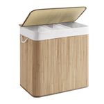 Market - Spalare si intretinere rufe - Uscatoare de rufe si accesorii - Cos rufe, 3 compartimente, bambus, natur, 150 L, 60x40x61.5 cm, Artool - Infinity.ro