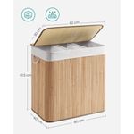 Market - Spalare si intretinere rufe - Uscatoare de rufe si accesorii - Cos rufe, 3 compartimente, bambus, natur, 150 L, 60x40x61.5 cm, Artool - Infinity.ro