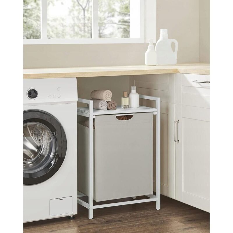 Market - Spalare si intretinere rufe - Uscatoare de rufe si accesorii - Dulap baie, Artool, placa raft MDF, cadru otel, cu compartiment rufe, alb, 50x33x72 cm - Infinity.ro