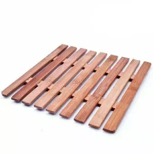 Suport patrat pentru vase din lemn, 15x15 cm